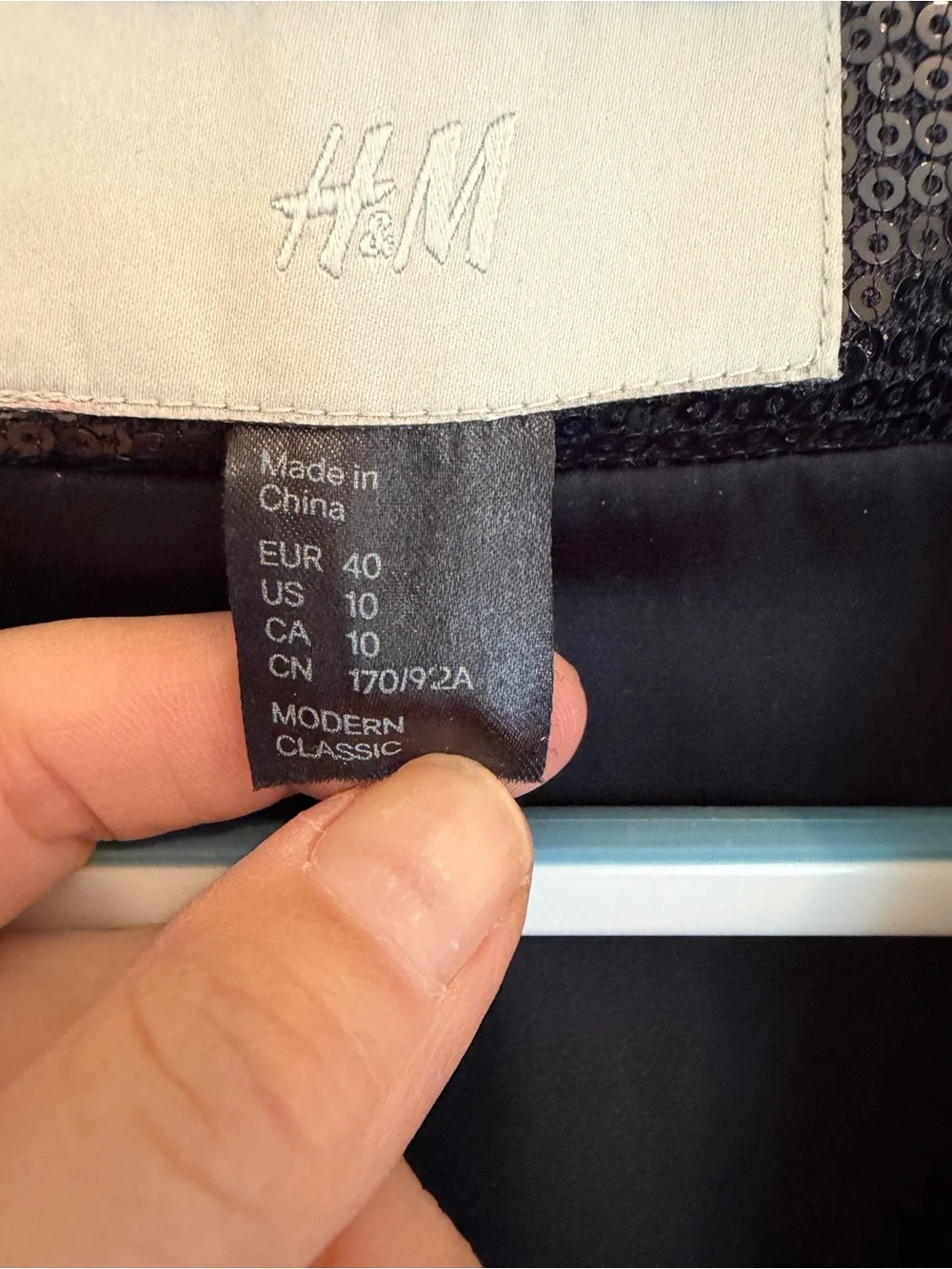 H&M Women's Navy Sequin Open-Front Blazer